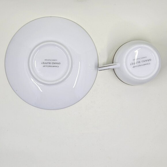 Flat Demitasse Cup & Saucer Set Grand Buffet Classic Platinum by Charter Club - Picture 10 of 16